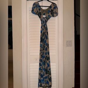 MAAJI brand Floral Blue and Gray Maxi Dress